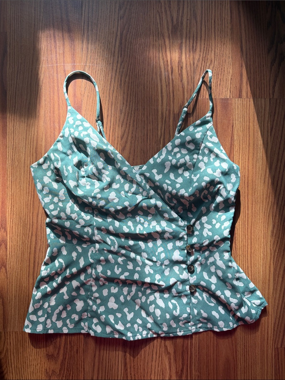 Women's Teal Spotted Cami Top - Lightweight V-Neck Tank